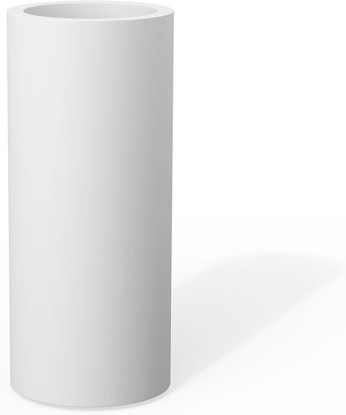 Kante 18.9 Inch Tall Cylindrical Planter, Large Round Plant Pots with Drainage Hole, Made with Concrete, Suitable for Indoor Outdoor Plants, Home Decor, White