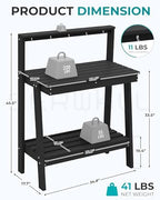 serwall 3-tier outdoor potting bench with storage,gardening table,black,2pc, close-up detail