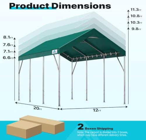 advance outdoor 12x20 ft heavy duty carport potable shown in use