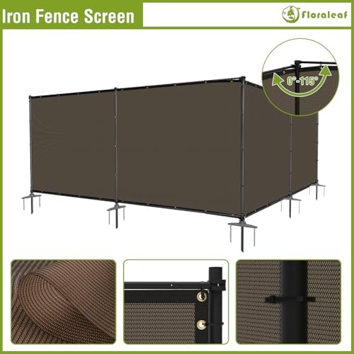 outdoor 6' x 24' privacy fence with iron, side view