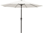 MEWAY 9ft Patio Umbrella Outdoor Table Umbrellas with Push Button Tilt and Crank, Market Umbrella 8 Sturdy Ribs for Deck, Garden, Pool and Backyard, Off-white