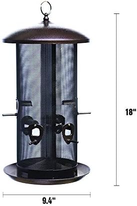 nature's rhythm metal hopper bird feeder two chambers，heavy, side view