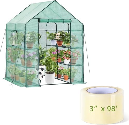 ohuhu greenhouse for outdoors with screen windows+greenhouse repair, main product view