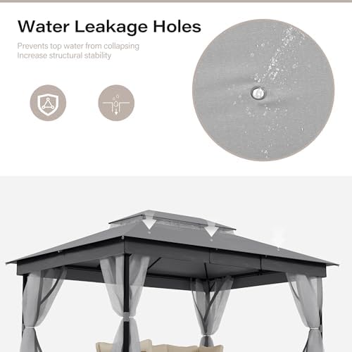 lausaint home 10x13 upgraded gazebo with netting and showing dimensions
