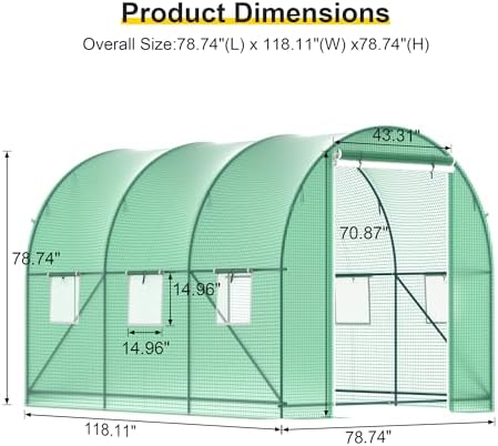 greenhouses for outdoors heavy duty 10x7x7 ft portable showing dimensions
