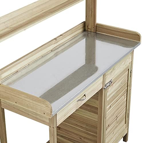 costoffs potting bench wood garden potting table with, side view