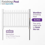 wambam nantucket picket fence, white vinyl no dig showing dimensions