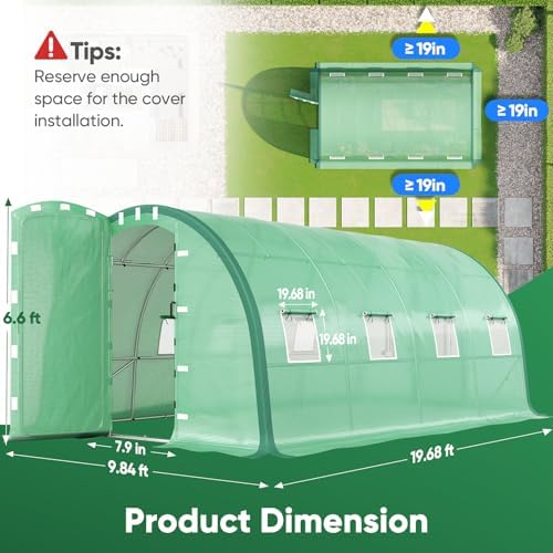 quictent 20x10x6.6ft tunnel greenhouse for outdoors with 2 shown in use