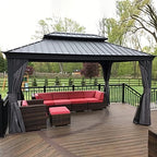 purple leaf gazebo 10' x 14' built-in drainage shown in use