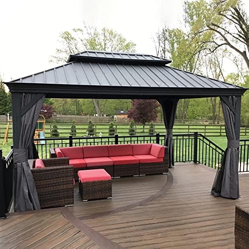 purple leaf gazebo 10' x 14' built-in drainage shown in use