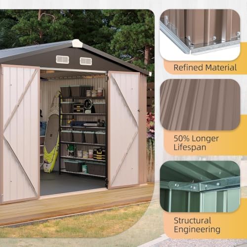 aoxun 10x8ft shed with floor galvanized steel outdoor, package contents