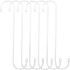 6 Pack 12 inch Extra Large S Hooks White Heavy Duty Plant Hanging Hooks Long S Shaped Extension Hooks for Kitchenware,Utensils,Pergola,Closet,Flower Basket,Garden,Patio,Indoor Outdoor Uses