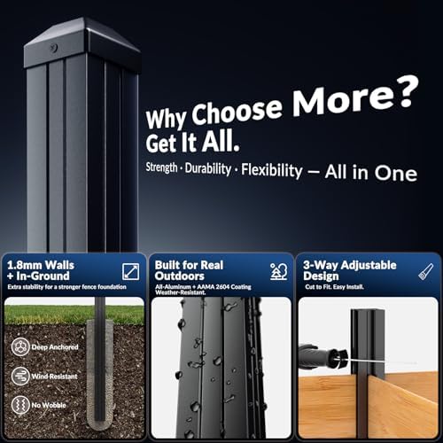 8ft inground aluminum fence posts for 6ft privacy shown in use