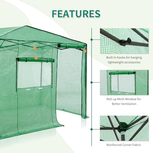 eagle peak 6x8 easy setup pop up greenhouse, side view