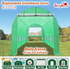 replacement greenhouse cover for walk in greenhouse frame shown in use