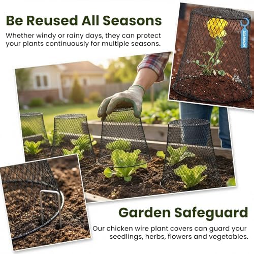 soujoy 10 pcs 8"x8" chicken wire plant protect, side view