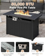 aoxun aluminum patio furniture set with fire pit, side view