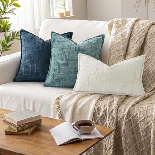 decoruhome chenille decorative throw pillow covers 20x20 set showing dimensions