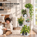 tosking tall 5-tier round metal corner plant stand shown in use