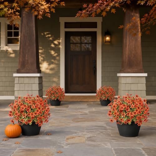 2 set fake fall eucalyptus＆campanula topiary ball tree on a desk or shelf