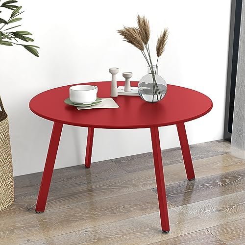 grand patio round steel patio coffee table, weather, side view