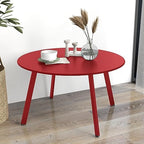 grand patio round steel patio coffee table, weather, side view