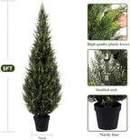 artificial cedar topiary trees, 5 ft uv resistant showing dimensions