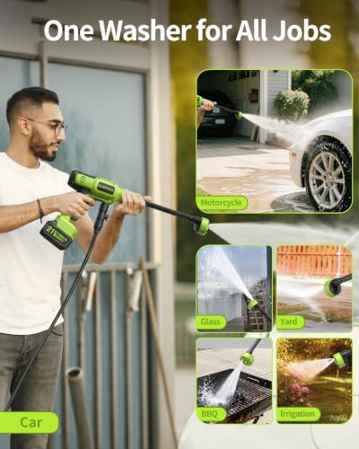 cordless portable washer, 1480 psi battery operated washer, front angle view