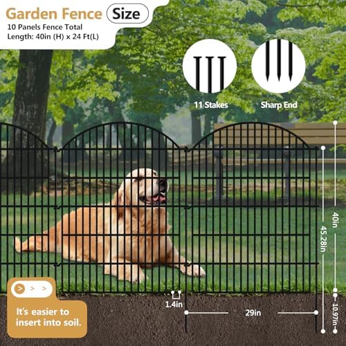 10 panels decorative garden fence, 40in (h) x shown in use