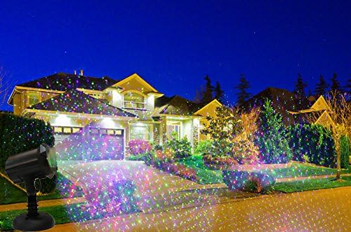Christmas Laser Projector Lights Outdoor, Motion Firefly Red, Green and Blue with Remote Control and Security Lock