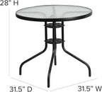 Flash Furniture Bellamy 31.5" Round Indoor/Outdoor Tempered Glass Metal Frame Side Table