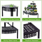 aboxoo 3-tier metal plant stand, stair-step corner shelf, side view
