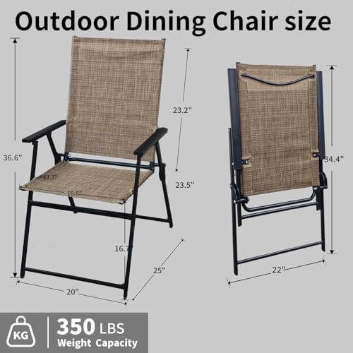 patio folding chairs set of 2, portable outdoor shown in use