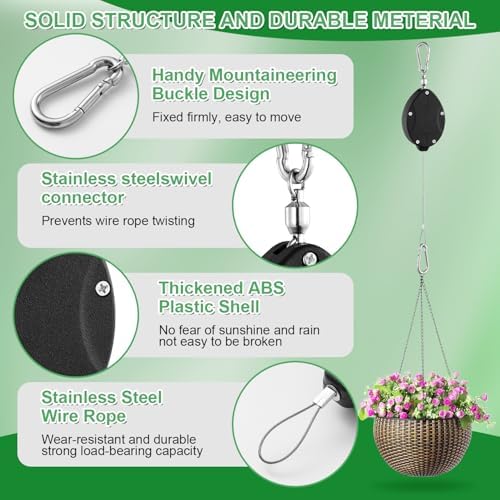 heavy duty plant pulley, retractable plant hanger with, package contents