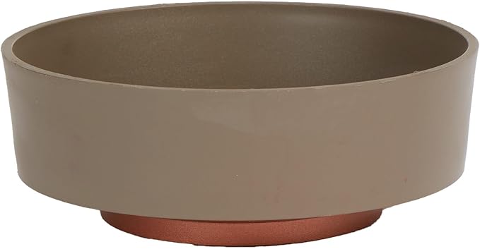 The HC Companies 6 Inch Round Plastic Succulent Capri Bowl 6"x6"x2.25" in Artisan Taupe with Copper Bottom Color