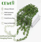cewor 8pcs artificial succulents hanging greenery plants fake, close-up detail
