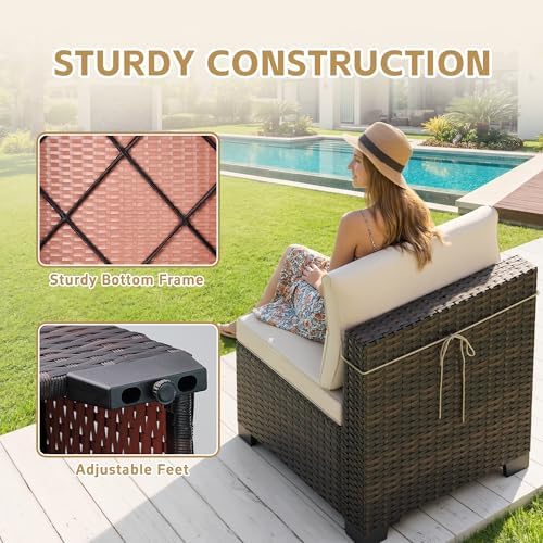 leveleve 7 pieces outdoor patio furniture sets,rattan conversation, package contents