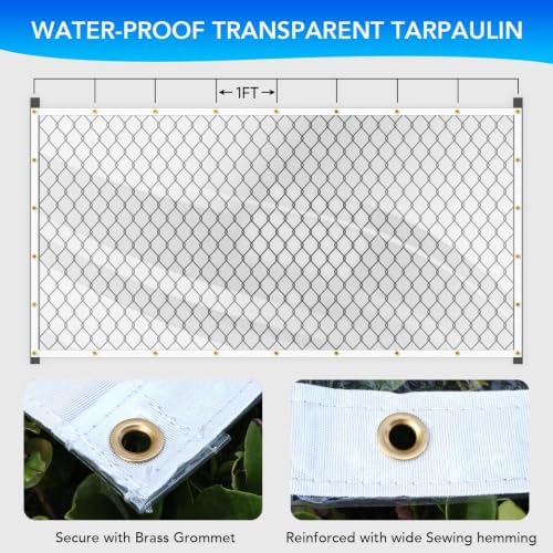 6.6x9.9ft clear tarp, 14mil clear tarps heavy duty, close-up detail