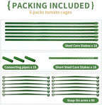 g-leaf 6 pack 6ft tomato cage for garden showing dimensions