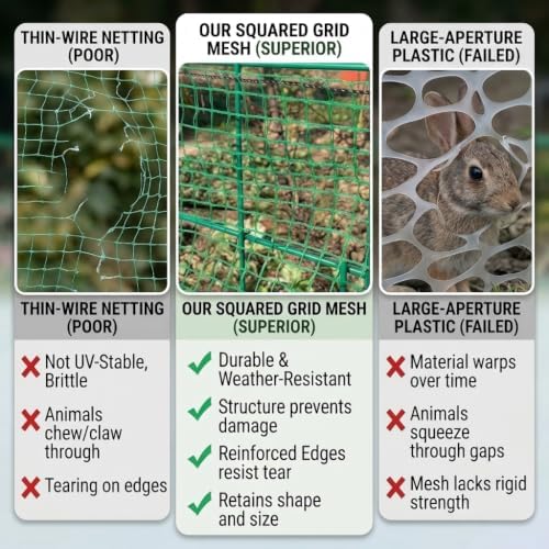 7x100ft deer fence garden netting 50gsm square mesh, side view