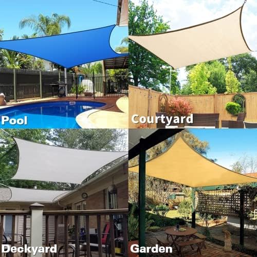 KANAGAWA 10'X13' Sand Custom Size Sun Shade Sail Rectangle UV Block Canopy Cover for Patio Backyard Lawn Garden Outdoor (Customized Available)
