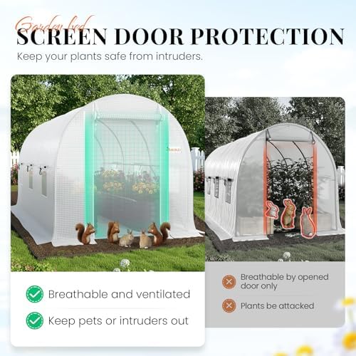 king bird premium 10x7x7ft greenhouse for outdoors, galvanized, close-up detail