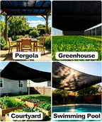 90%-95% black sun shade cloth 10ft x 24ft, front angle view