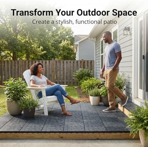 interlocking deck tiles 44 pack, plastic outdoor deck, view 9