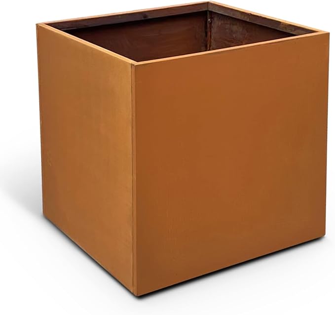 Corten Steel Planter Box Metal Square Planters 26 Inch Steel Large Outdoor Planter Tall Plant for Commercial Residential Patio and Backyard