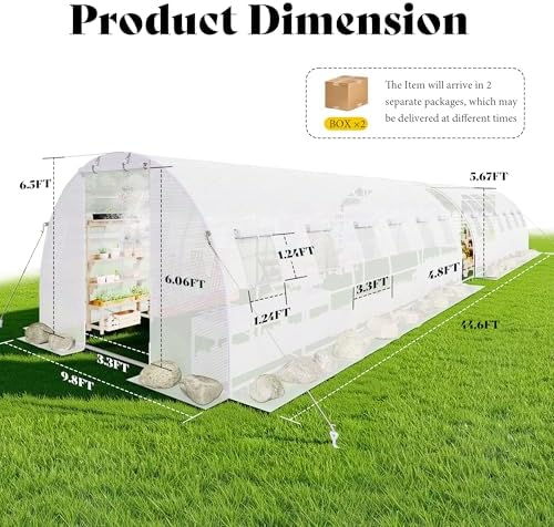 amerlife 10x44 ft white walk-in tunnel greenhouse with shown in use