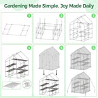 greenhouse for outdoors with screen windows, ohuhu upgraded, front angle view