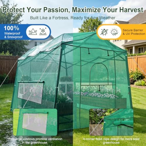 8.5 x 7 ft walk‑in pop‑up greenhouse for showing dimensions
