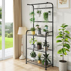 ekisemio plant stands outdoor with hooks, metal tall, side view