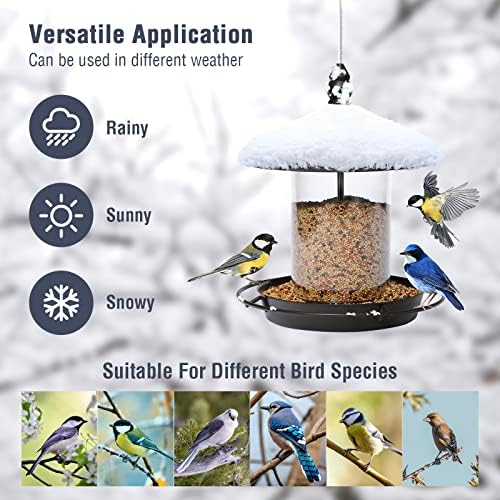 pack of 2 - metal roof bird feeder showing dimensions